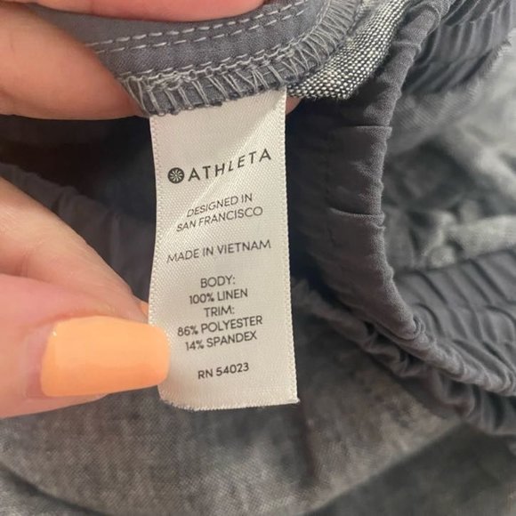 Athleta Drawstring Bali Linen Gray Jogger Ankle Cuff Pants Size 6 - Picture 7 of 10
